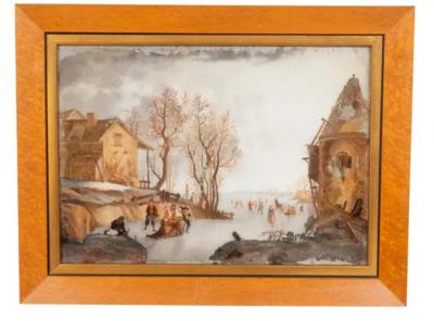 Set of Four Eighteenth Century Dutch Reverse Paintings on Glass