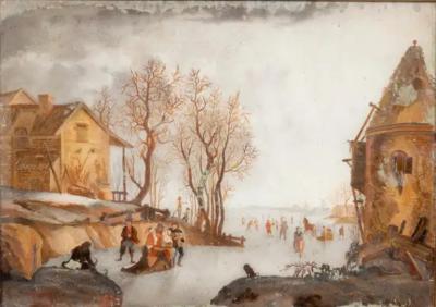 Set of Four Eighteenth Century Dutch Reverse Paintings on Glass