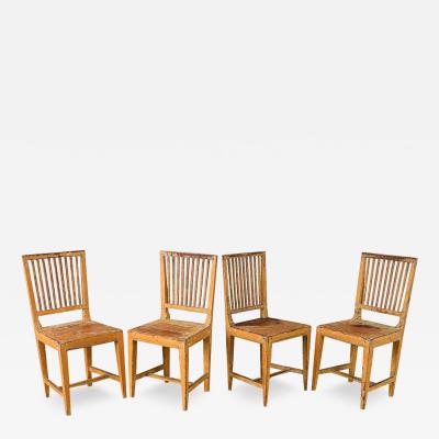 Set of Four English Painted Pine Chairs