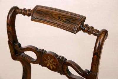 Set of Four English Regency Brass Inlay Side Chairs