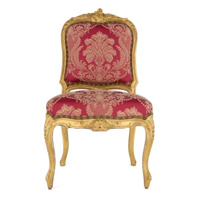 Set of Four English Victorian Louis XV Style Giltwood Chairs