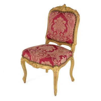 Set of Four English Victorian Louis XV Style Giltwood Chairs