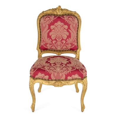 Set of Four English Victorian Louis XV Style Giltwood Chairs