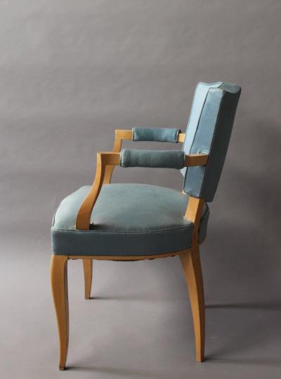 Set of Four Fine French Art Deco Sycamore Bridges Armchairs
