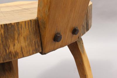 Set of Four French 1950s Organic Tree Trunk Slice Oak Chairs