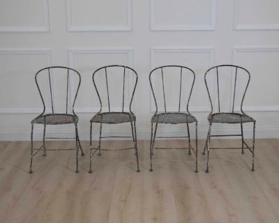 Set of Four French 19th Century Wrought Iron Garden Chairs