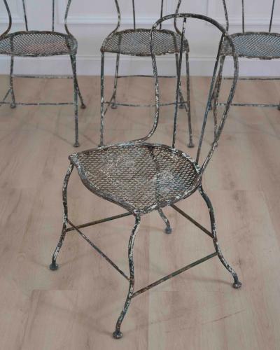 Set of Four French 19th Century Wrought Iron Garden Chairs