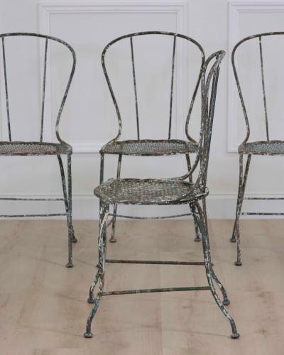 Set of Four French 19th Century Wrought Iron Garden Chairs