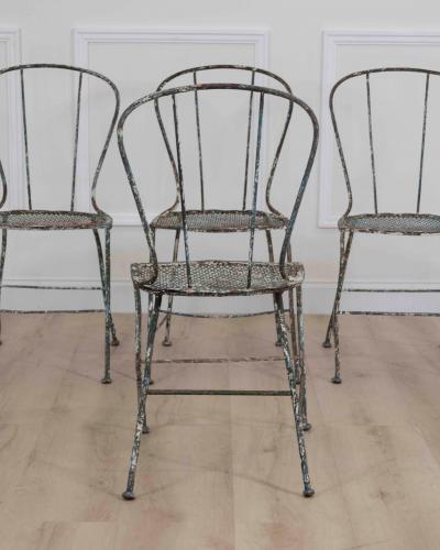 Set of Four French 19th Century Wrought Iron Garden Chairs