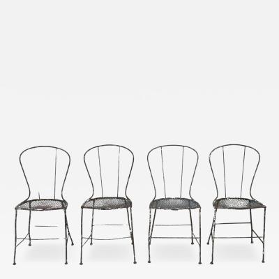 Set of Four French 19th Century Wrought Iron Garden Chairs