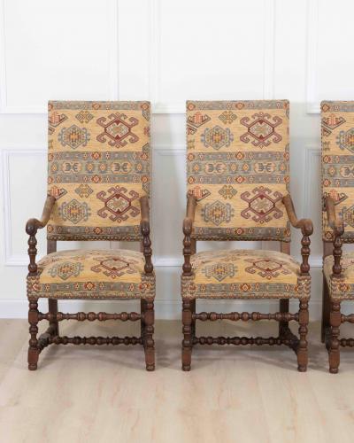 Set of Four French 20th Century Louis XIII Style Armchairs