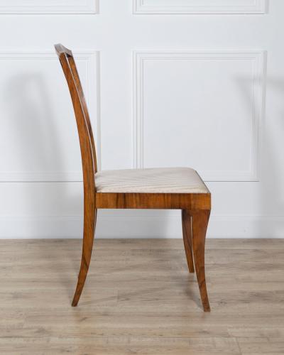 Set of Four French Art Deco Dining Chairs in Walnut and Bois de Rose circa 1920