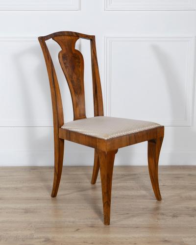 Set of Four French Art Deco Dining Chairs in Walnut and Bois de Rose circa 1920