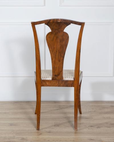 Set of Four French Art Deco Dining Chairs in Walnut and Bois de Rose circa 1920