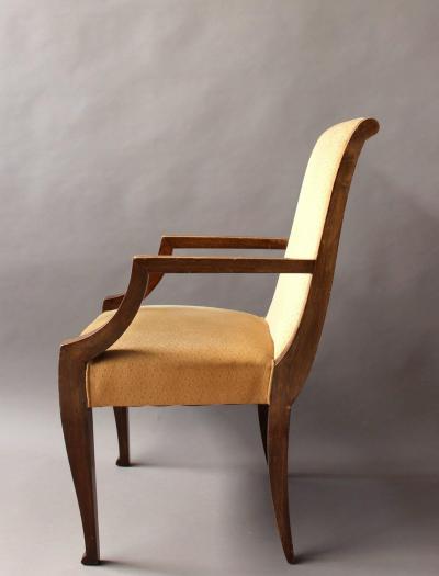 Set of Four French Art Deco Neoclassical Walnut Bridge