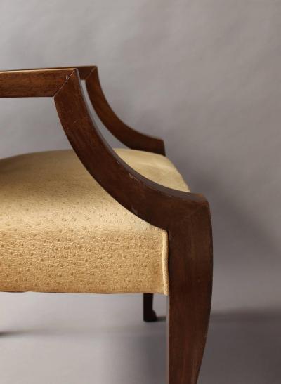 Set of Four French Art Deco Neoclassical Walnut Bridge