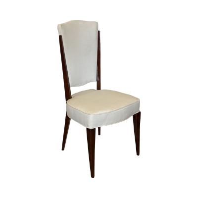 Set of Four French Mid Century Mahogany Side Chairs with Tall Backs