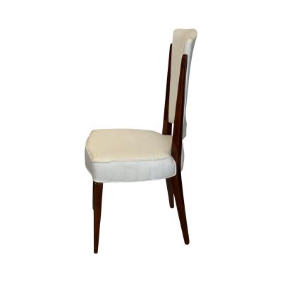 Set of Four French Mid Century Mahogany Side Chairs with Tall Backs