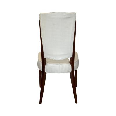 Set of Four French Mid Century Mahogany Side Chairs with Tall Backs