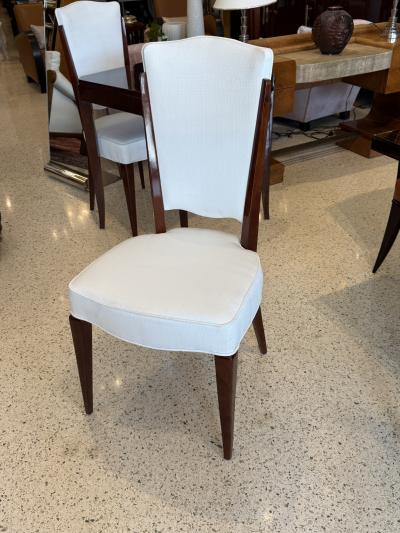 Set of Four French Mid Century Mahogany Side Chairs with Tall Backs