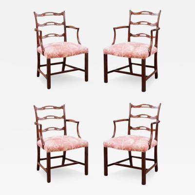 Set of Four Georgian Ladder Back Gaming Chairs