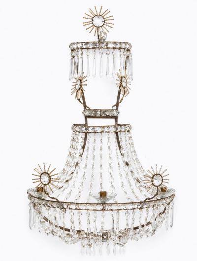 Set of Four Impressive Starburst Gustavian Crystal Sconces