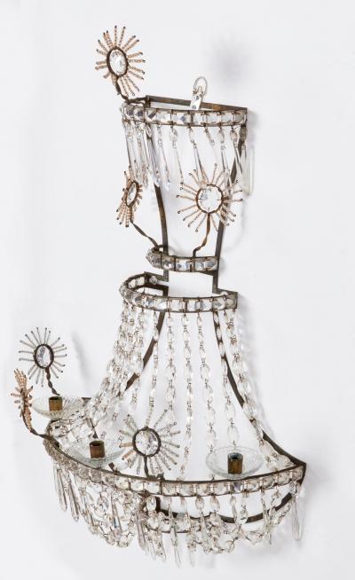 Set of Four Impressive Starburst Gustavian Crystal Sconces