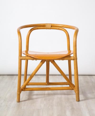 Set of Four Italian Bamboo and Wood Dining Chairs
