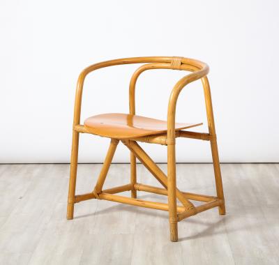 Set of Four Italian Bamboo and Wood Dining Chairs