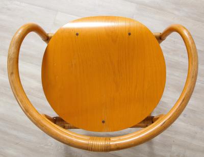 Set of Four Italian Bamboo and Wood Dining Chairs