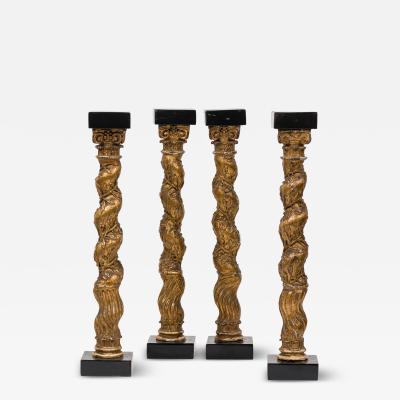 Set of Four Italian Baroque Solomonic Column Models Mid 18th Century