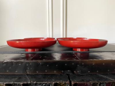 Set of Four Japanese Maki e Lacquered Pedestal Dishes