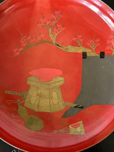 Set of Four Japanese Maki e Lacquered Pedestal Dishes