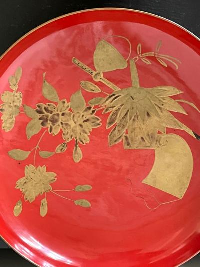 Set of Four Japanese Maki e Lacquered Pedestal Dishes