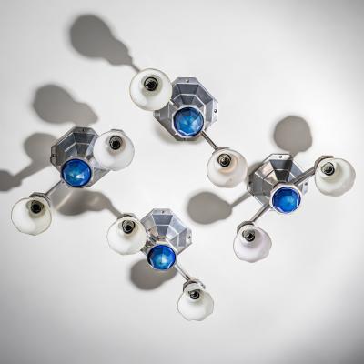 Set of Four Large Art Deco Railway Ceiling Lights Italy 1930s 40s