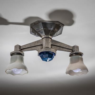 Set of Four Large Art Deco Railway Ceiling Lights Italy 1930s 40s