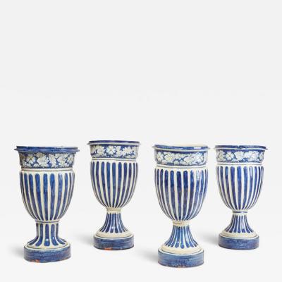 Set of Four Large Faience Planters