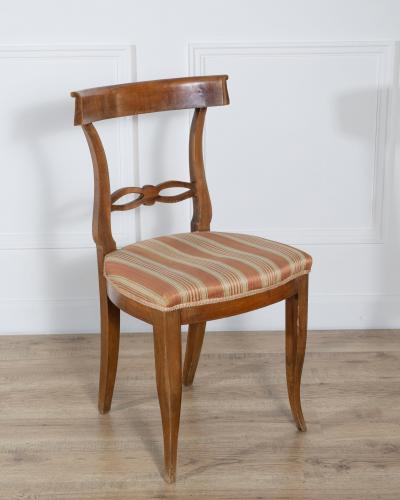 Set of Four Late 18th Early 19th Century Tuscan Walnut Directoire Chairs