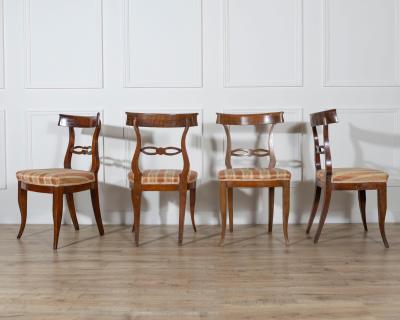 Set of Four Late 18th Early 19th Century Tuscan Walnut Directoire Chairs