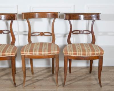 Set of Four Late 18th Early 19th Century Tuscan Walnut Directoire Chairs