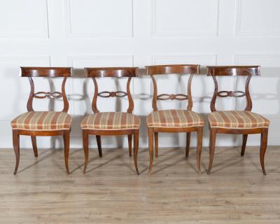 Set of Four Late 18th Early 19th Century Tuscan Walnut Directoire Chairs
