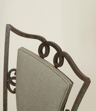 Set of Four Late Art Deco French Iron Upholstered Chairs