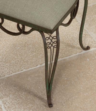 Set of Four Late Art Deco French Iron Upholstered Chairs