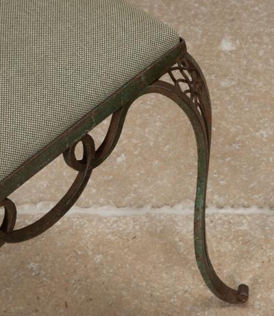 Set of Four Late Art Deco French Iron Upholstered Chairs