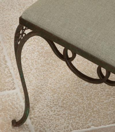 Set of Four Late Art Deco French Iron Upholstered Chairs