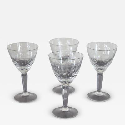 Set of Four Liqueur or Wine Crystal Glasses with Refined Decoration