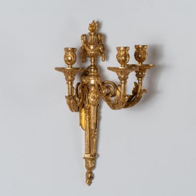 Set of Four Louis XV Ormolu Three Branch Wall Lights Circa 1770