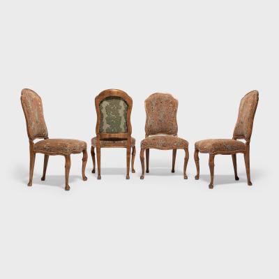Set of Four Louis XV Style Upholstered Dining Chairs