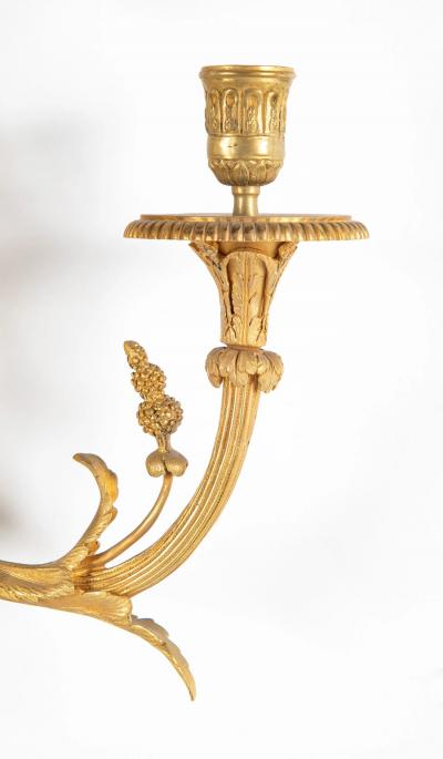 Set of Four Louis XVI Bronze and Cobalt Blue Sconces