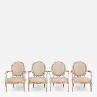 Set of Four Louis XVI Painted Armchairs France circa 1770 1780